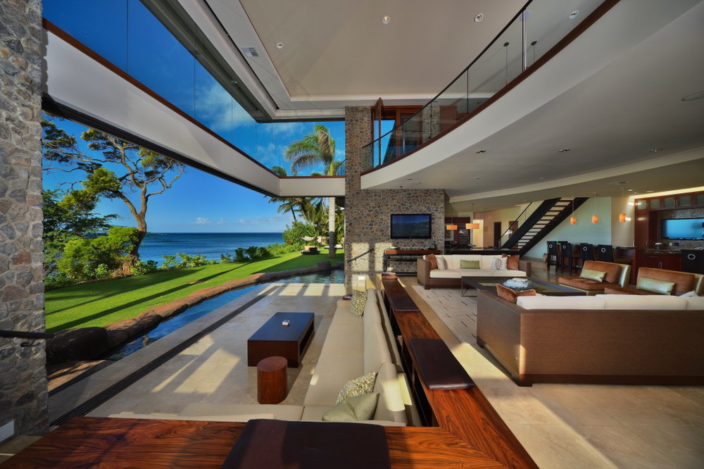 Gigacrete oceanfront living room interior