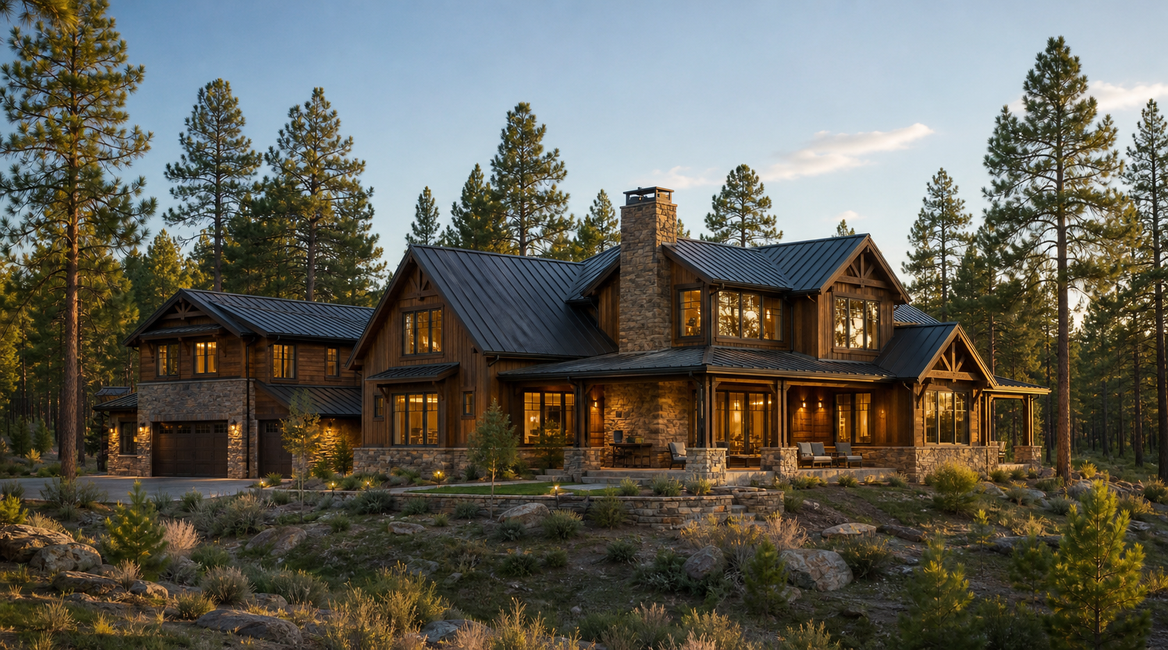 Representative mountain home in a high-country forest setting